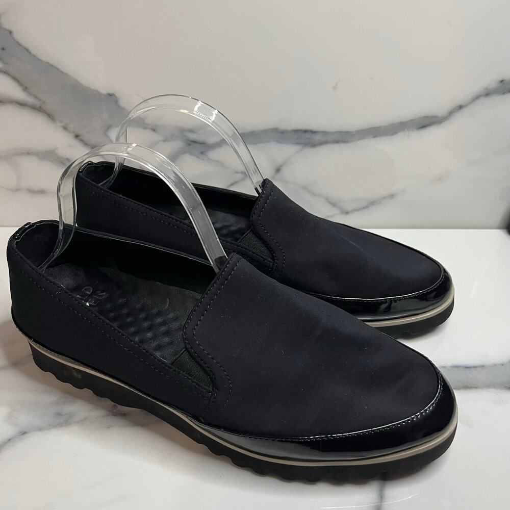 Donald Pliner Women's Black Platform Slip-On Comfort Loafers Sz 11 Minimalist